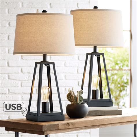 industrial metal and fabric lamp|wayfair industrial table lamps.